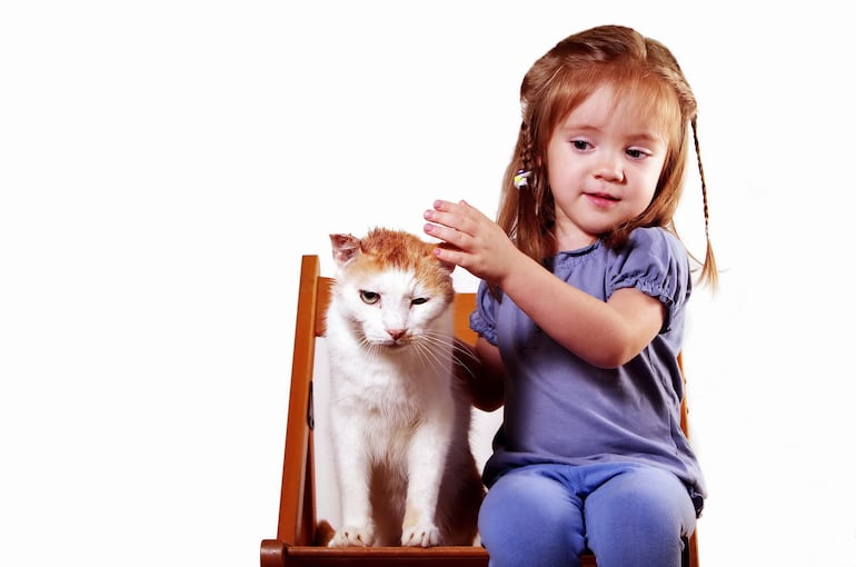 Niña y su gato.
