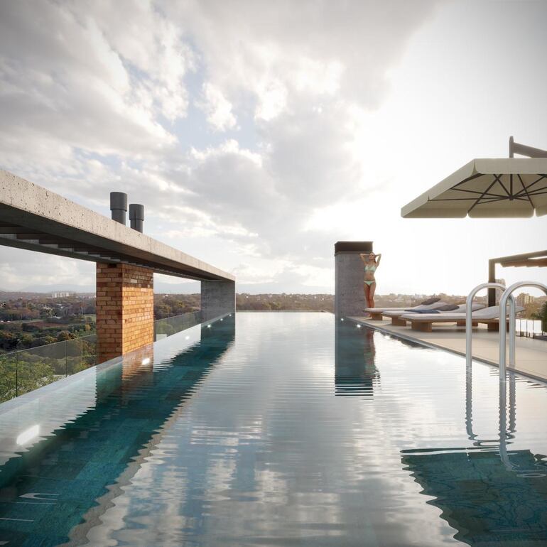 Uno de los highlights es la vista de la pileta infinita en el rooftop.