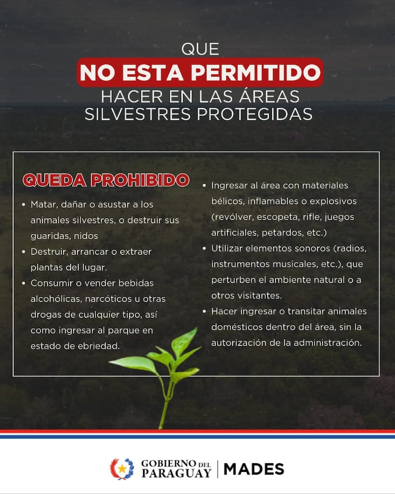 El Mades recuerda que los Parques Nacionales no son balnearios y recuerda las prohibiciones