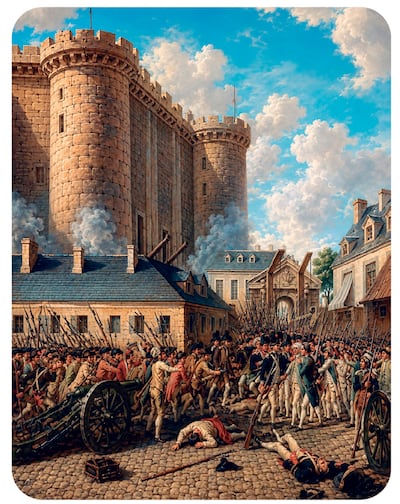 Pintura histórica realizada posteriormente para representar la toma de la Bastilla.