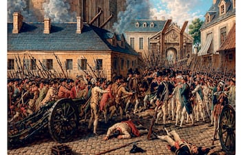 Pintura histórica realizada posteriormente para representar la toma de la Bastilla.