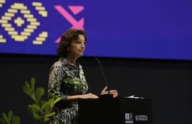Audrey Azoulay, directora general de la Unesco, durante la apertura de la 19° reunión del Comité Intergubernamental para la Salvaguardia del Patrimonio Cultural Inmaterial, que se celebra en Paraguay.