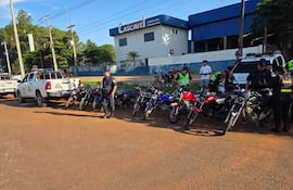 Las motocicletas incautadas durante el operativo ejecutado ayer por una comitiva interinstitucional.