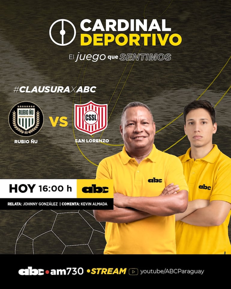 Rubio Ñu vs. San Lorenzo, por ABC Cardinal 730 AM y ABC Paraguay en Youtube.