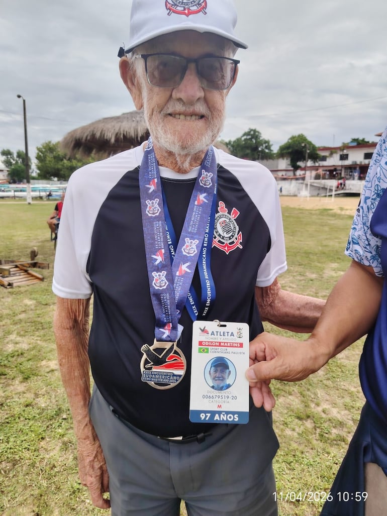 Odilon Martins, uno de los mas celebrados, componente del team corintiano, con nada menos que 97 años.