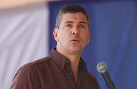 El presidente de Paraguay, Santiago Peña, durante la entrega de las nuevas adecuaciones de la penitenciaría de Tacumbú.