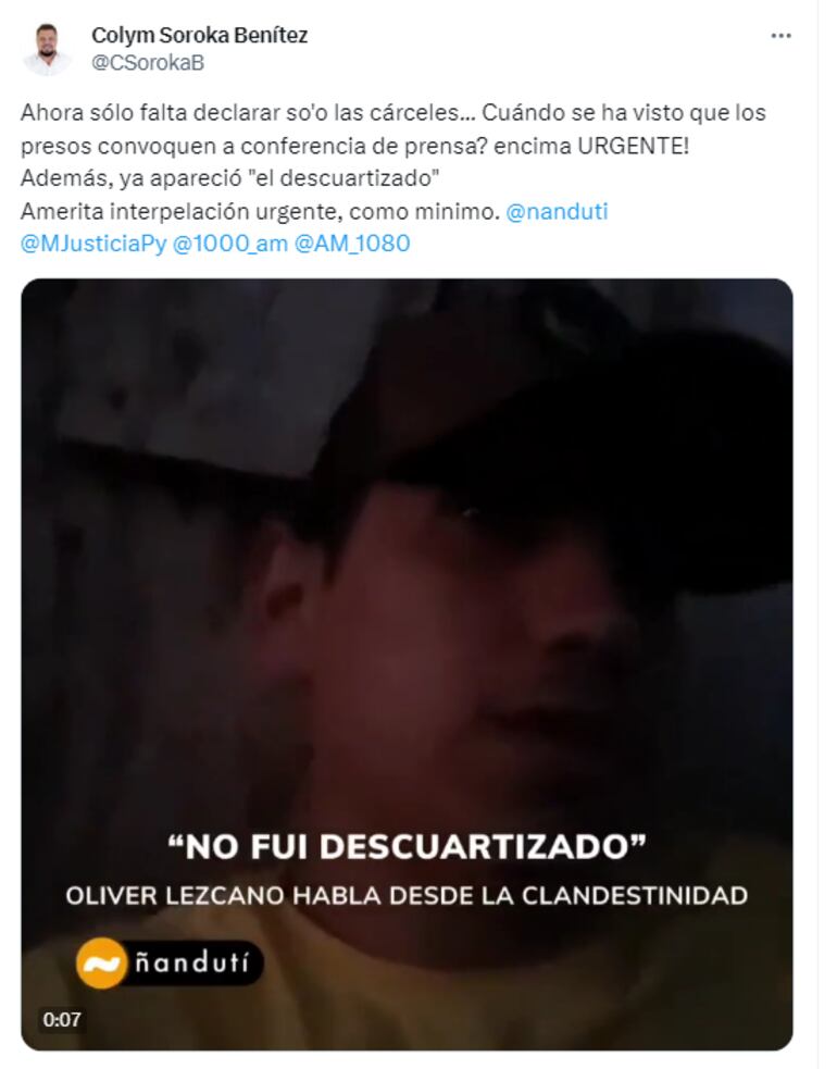 Colym Soroka sobre situación de Tacumbú.