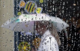 Una mujer camina con su paraguas bajo la lluvia. Foto de archivo. Imagen de referencia.
