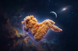 Alita de pollo en el espacio.
