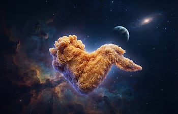 Alita de pollo en el espacio.
