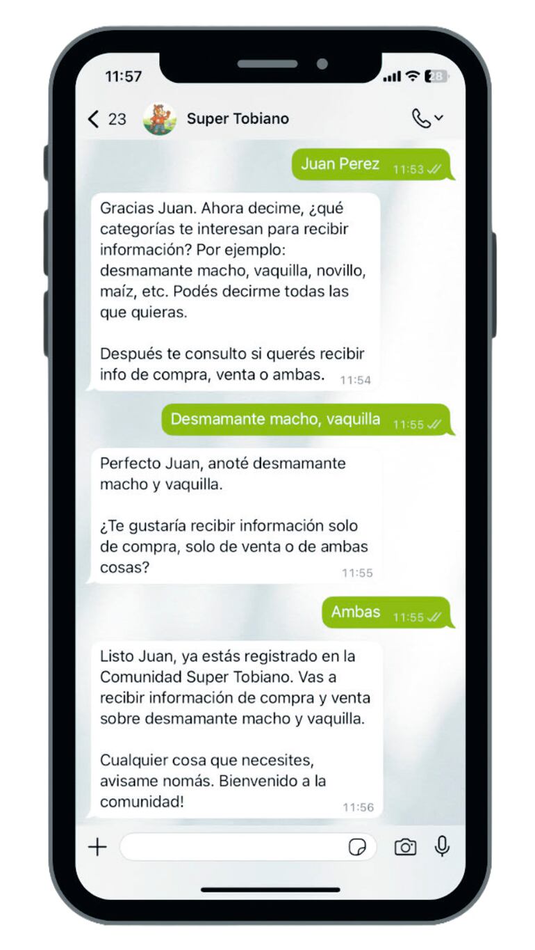 HERRAMIENTA DE COMPRAVENTA
DE GANADO VÍA WHATSAPP