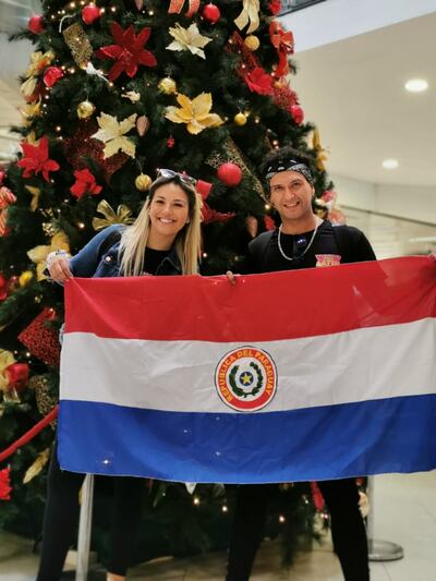 Natallia Jofre y Luis Bustos a su llegada a nuestro país.