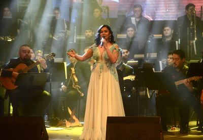 La cantante Mirta Noemí Talavera, durante el concierto homenaje a “Recuerdos de Ypacaraí”, el año pasado.