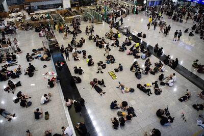 Protesta en el aeropuerto Hong Kong.