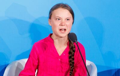 La activista por el clima Greta Thunberg (16) se dirige a los líderes mundiales al inicio de la cumbre en las Naciones Unidas, en Nueva York.