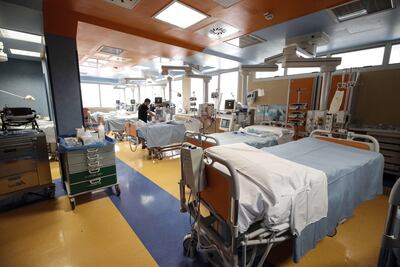 Una sala para pacientes de coronavirus en el Hospital de Casal Palocco, en Roma.
