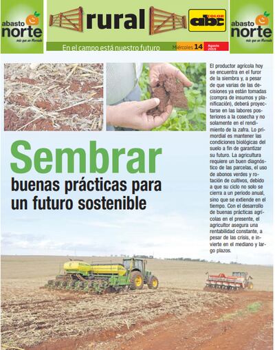 Tapa del Suplemento Rural del 14 de agosto de 2019.
