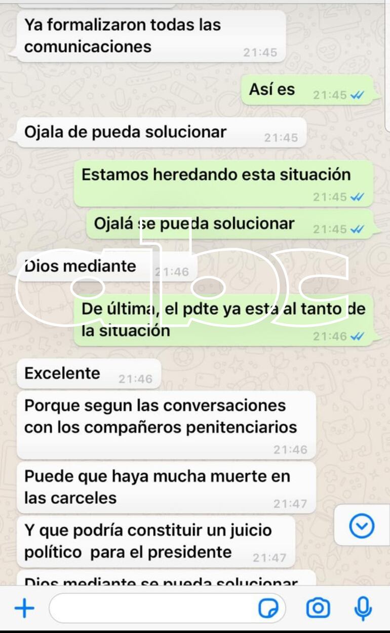 Mensaje filtrado a ABC Color.