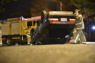 Vuelco de vehículo sobre la Avda. Rodriguez de Francia casi Antequera de Asunción.