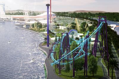 El masterplan de Vimérica contempla un parque de diversiones con montaña rusa, según se observa en la imagen.