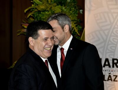 El expresidente Horacio Cartes, líder de Honor Colorado y el actual presidente de la República, Mario Abdo Benítez, líder de Colorado Añetete.