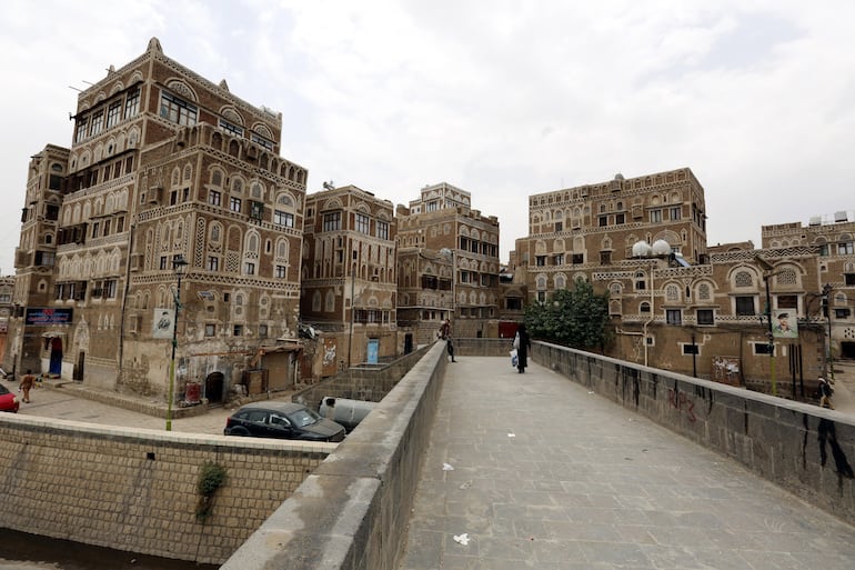 Una vista general de los edificios históricos de Sana'a, Yemen.