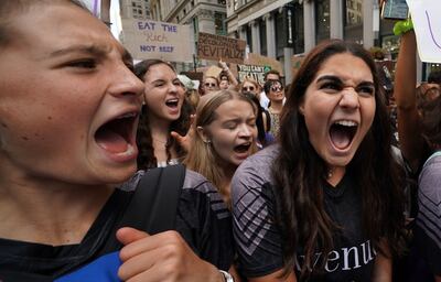 Estudiantes participan de la huelga mundial contra el cambio climático, el 20 de setiembre, en Nueva York.
