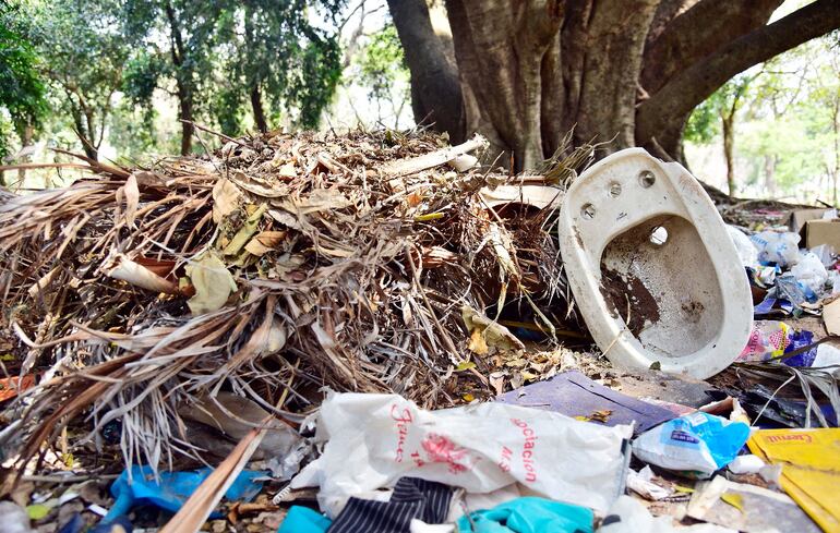El Parque Caballero está plagado de minivertederos   ilegales, potenciales criaderos del mosquito transmisor del dengue.