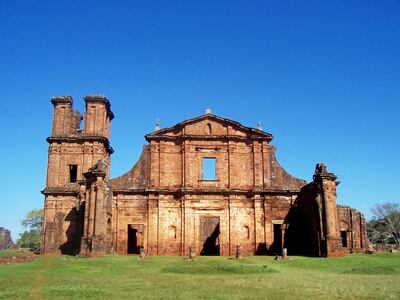 Ruinas de la reducción jesuítica de San Miguel Arcángel, en Brasil, la primera que fue declarada Patrimonio de la Humanidad por la Unesco, en 1983.