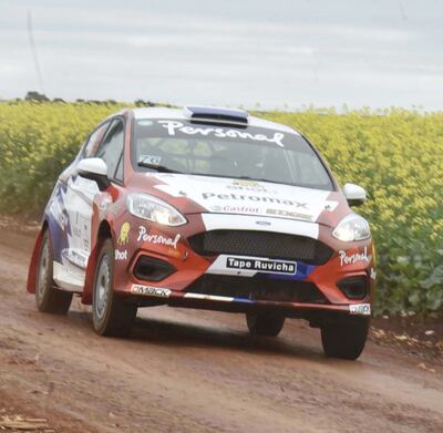 Fabrizio Zaldívar, con el Ford Fiesta R2T, ganador en Santa Rita.