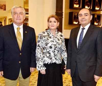 Carlos Jorge Biedermann, Marta Torres de Rivas y el  Canciller Nacional,  Antonio Rivas Palacios.