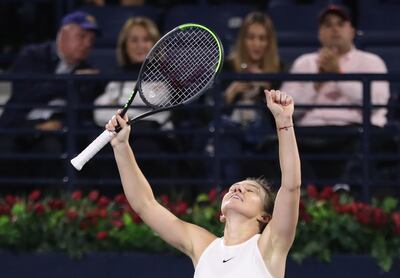 Halep celebrando su triunfo.