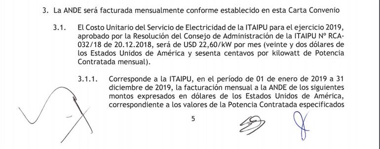 Acuerdo firmado en diciembre de 2019 entre Eletrobras y la ANDE sobre contratación de potencia de Itaipú.