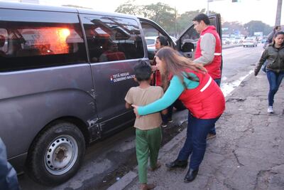 Niños rescatados de la Terminal de Asunción.