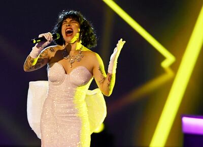 Mon Laferte durante la ceremonia de los Latin Grammy, el pasado jueves.