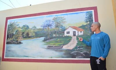 Uno de los murales que realizó Lucas en su domicilio, ubicado en el barrio Primavera de Concepción.