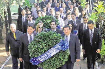 El 18 de octubre de 2012 fue uno de los últimos actos que reunió a  adversarios políticos del PLRA: Efraín Alegre (i) y el acusado senador Salyn Buzarquis versus Blas Llano, hoy titular del Congreso.