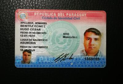 Cedula con datos falsos usada por el  presunto estafador Diego Esteban Doldán Mendieta.