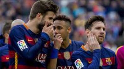 Piqué, Neymar, Messi, Barcelona.