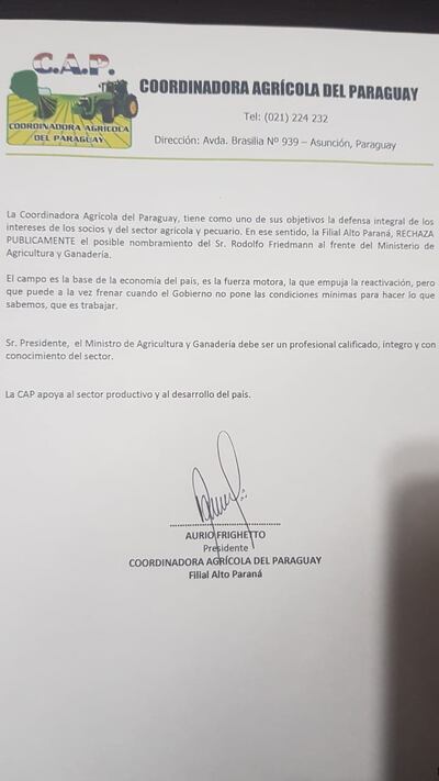 Coordinadora Agrícola de Paraguay (CAP)