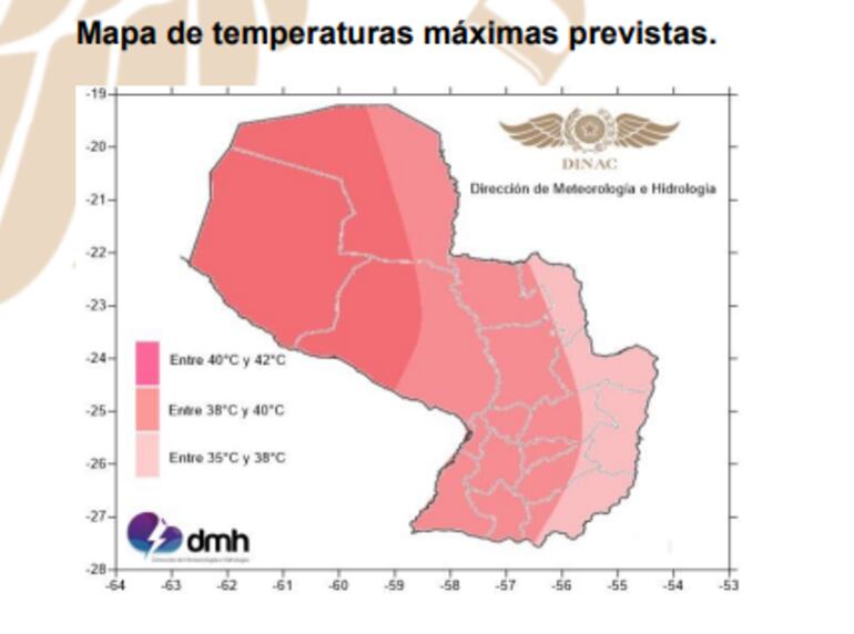 Mapa que muestra cuáles serán las máximas en los próximos días.