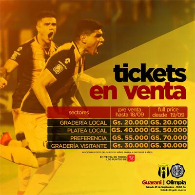 Precio de las entradas para Guaraní - Olimpia.
