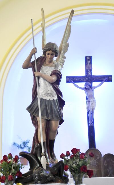 Imagen de San Miguel Arcángel que se venera en el templo de la parroquia que abarca el barrio Ciudad Nueva.