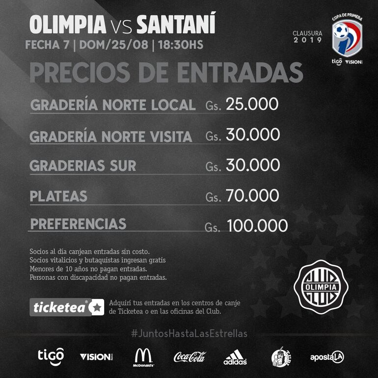 Olimpia recibe a Santaní por la fecha 7.