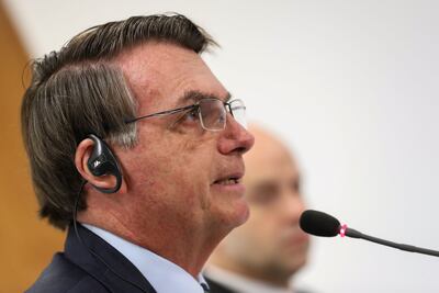 El presidente brasileño Jair Bolsonaro durante la reunión por videoconferencia del G20, el jueves en Brasilia.