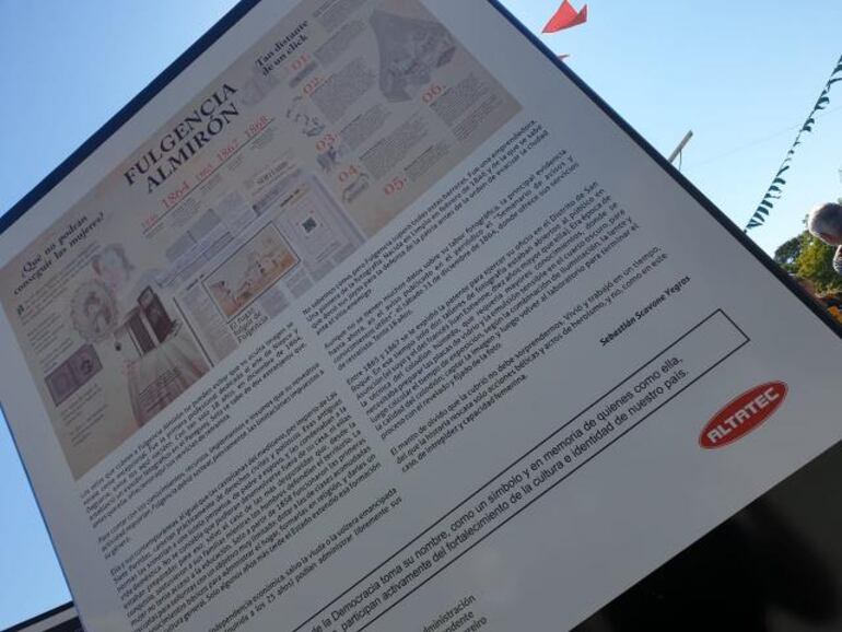 La historia de Fulgencia Almirón; resumida en uno de los paneles en la fotogalería que lleva su nombre. 