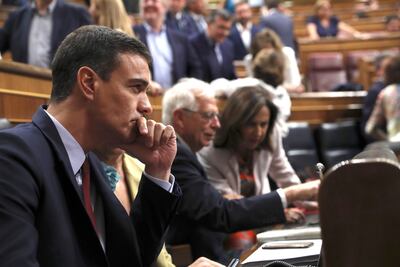 El candidato socialista a la Presidencia del Gobierno, Pedro Sánchez, en la primera jornada del debate de investidura.