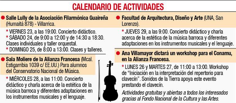 Calendario de actividades.