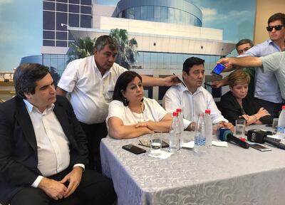 Carlos Filizzola (i), Esperanza Martínez, Enrique Salyn Buzarquis y Desirée Masi, en conferencia de prensa dieron su postura.