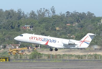 Uno de los actuales aviones de Amaszonas Paraguay, para 50 pasajeros. Incorporarán los Embraer 190, para 112 pasajeros.